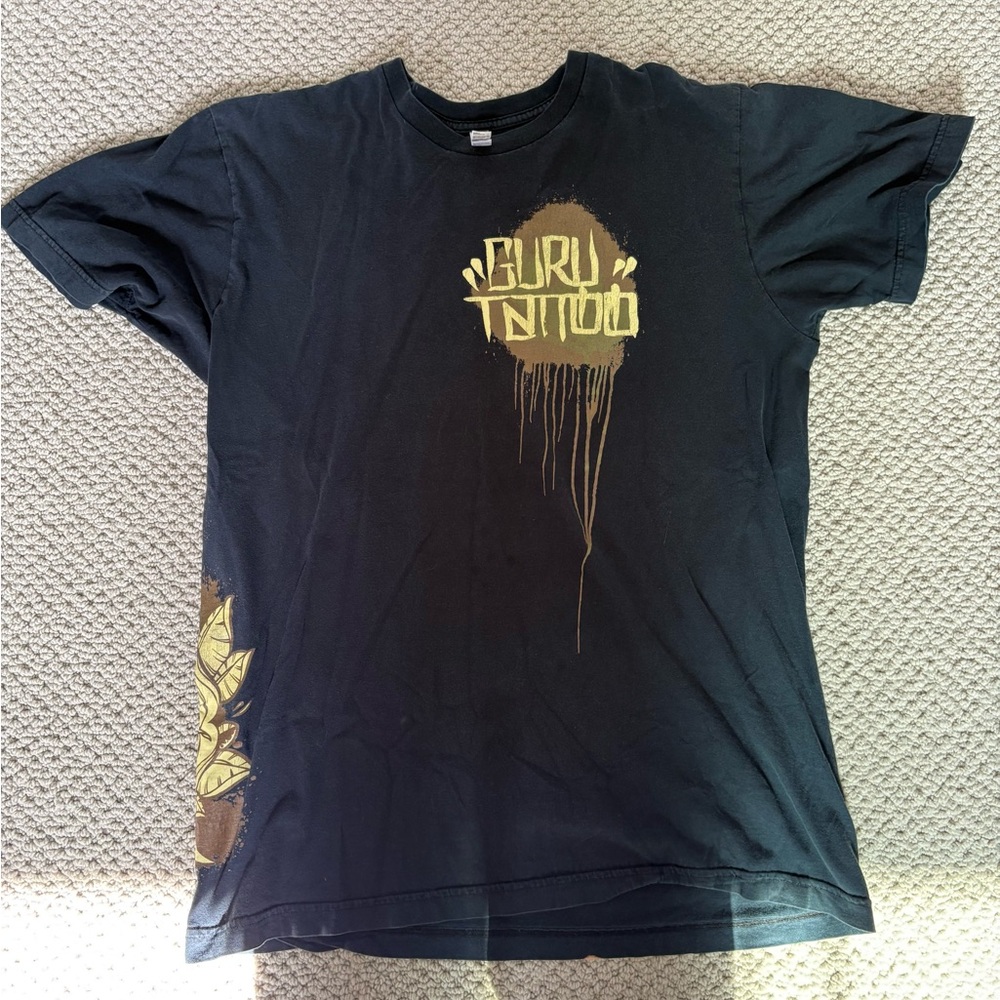 Black Graphic T-Shirt with Gold Design